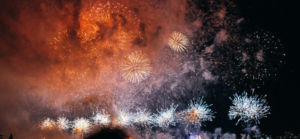 Fireworks lighting up the night sky.