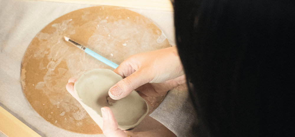 Clay diffuser being hand made.