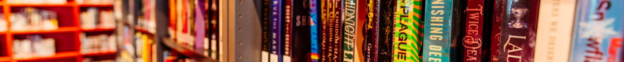 Image: close up of books on the shelf