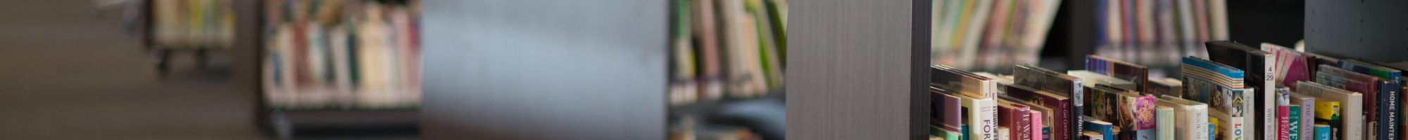 Books on shelves in a library