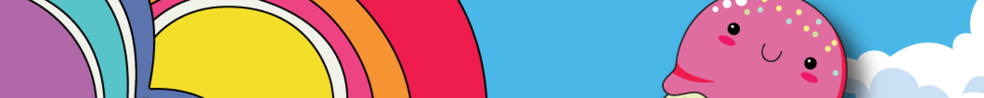 Cartoon images of a watermelon, book, ice cream and apple as characters.