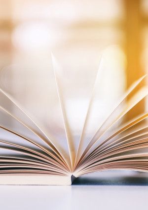 Book with pages open.