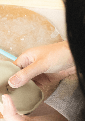 Clay diffuser being hand made.